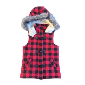 Women’s Mossimo Supply Co NWOT Red Plaid hooded vest with hood